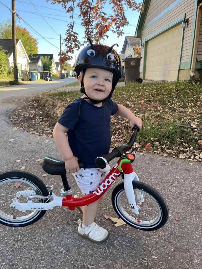Asher riding his new bike